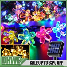 50 LED Solar String Lights Peach Flower Fairy Light Outdoor Garden Party Decor