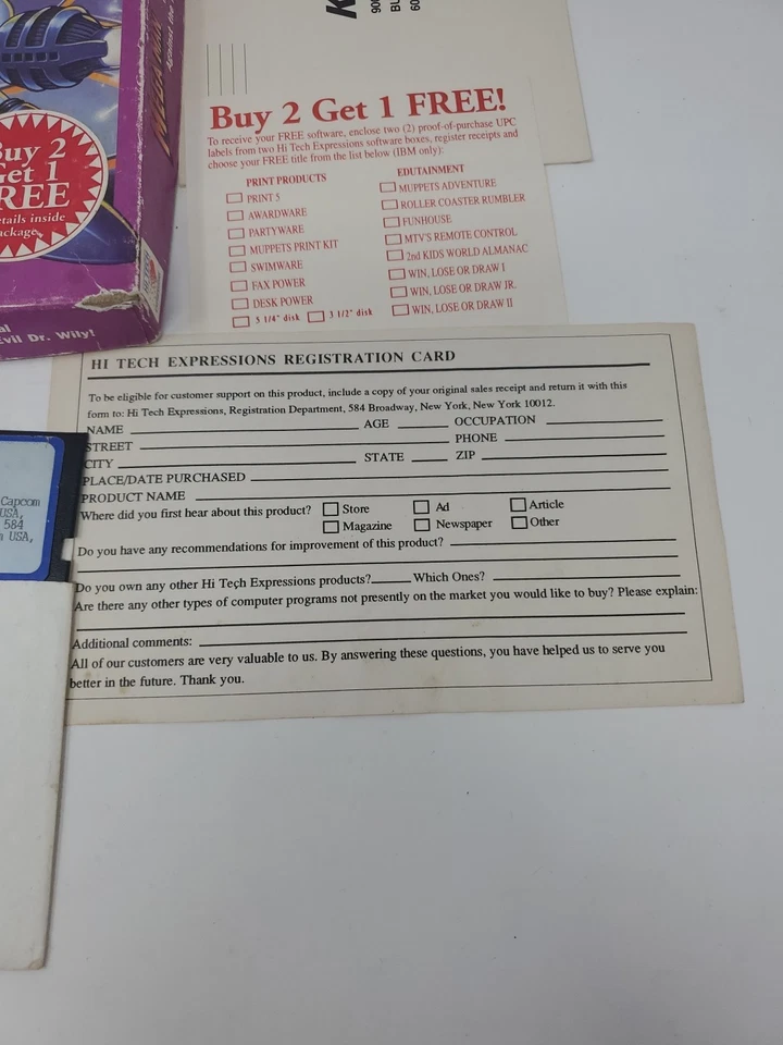 Vintage Mega Man IBM Tandy PC Capcom Hi Tech Expressions Box 5.25" Disc Complete - Image 2 of 4