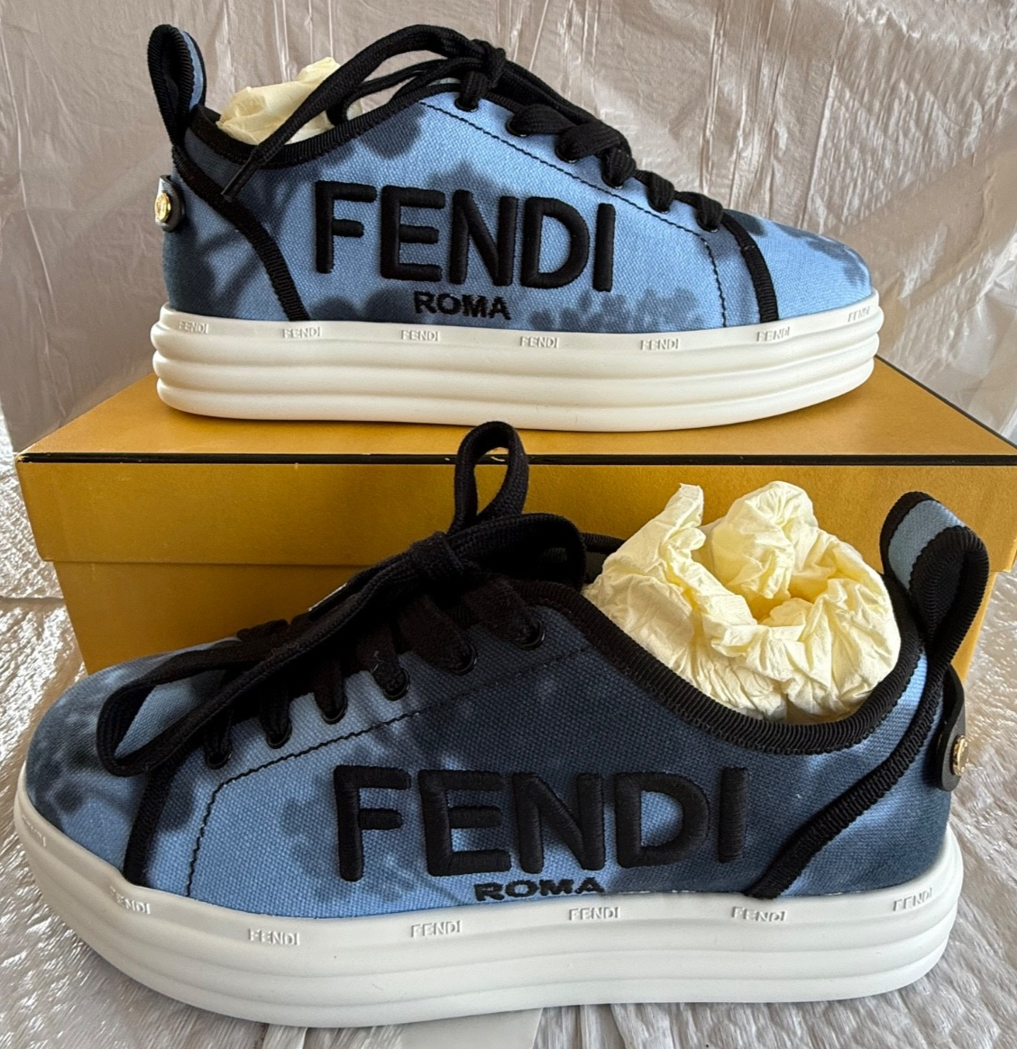 Size 6.5 - Fendi FF Low Top Blue for sale online | eBay