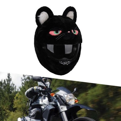 Cartoon schwarze Katze Motorrad Helm Abdeckung Dekoration süße Schutzhülle