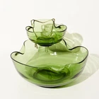 Vintage Anchor Hocking Green Chip and Dip Set with Metal Bracket MCM Glass