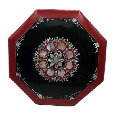 Vintage Korean MOP Shell Inlay Lacquer Bento Box Jewelry Chest Najeon-chilgi Art