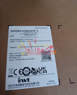 1PCS INVT Inverter GD200A-018G/022P-4 18.5KW New