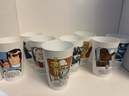 VTG 1977 Star Wars Promotional Coca-Cola Plastic Cups Complete Set of 8