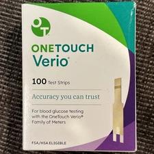 One Touch Verio Blood Glucose Test Strips 100 New in SEALED Box Exp 9/30/2026