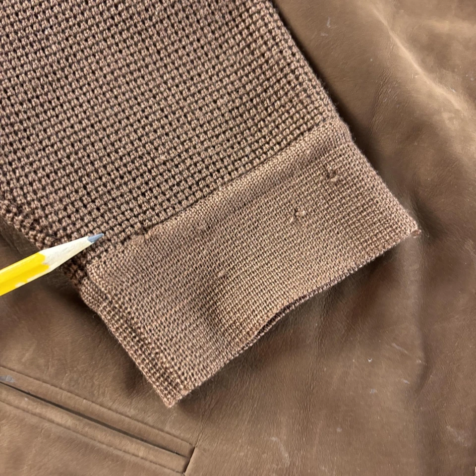 Vintage Neiman Marcus Jacket Mens Large Leather Knit Cardigan Made Germany 90s - Image 2 of 4