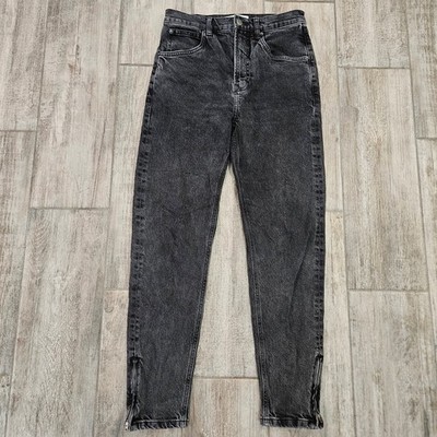 Reformation 80s Ultra High Yuma Cigarette Jeans Womens 27 Gray Ankle Zip Rigid