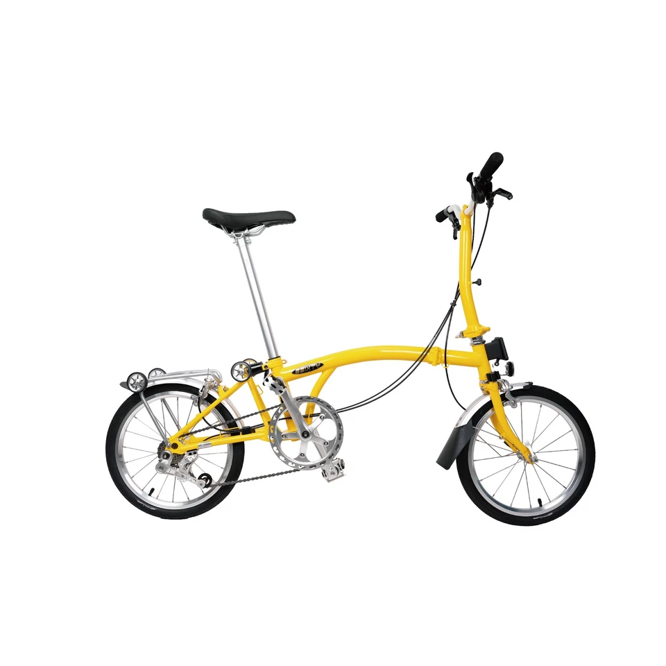 3SIXTY Faltrad im Brompton Style 4 Gang 16 Zoll Leichtes Klappfahrrad yellow - Bild 4 von 4