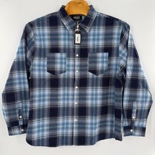 Grizzly Griptape Mens 2XL Blue Plaid Flannel Long Sleeve Button Down Shirt NEW