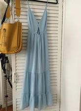 NWT UO Urban Outfitters Powder  Blue dress W/ open back  Flounce Hem SZ Small 6