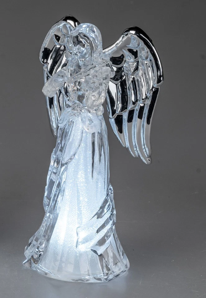 3er Set LED Dekofiguren Engel mit silbernen Flügeln H. 17cm Acryl Formano W25 - Bild 4 von 4