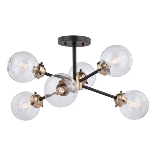 Vaxcel - Orbit 6-Light Semi-Flush Mount in Industrial and Sputnik Style 12.25 - Picture 1 of 4