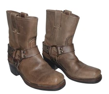 Frye Womens Boots Size 6 Gaucho Harness Leather Brown Moto Biker