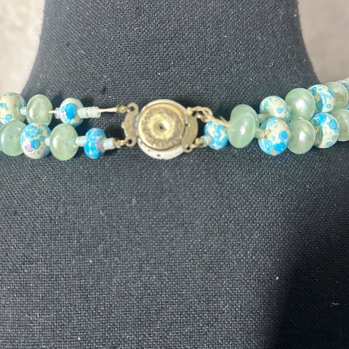 Beautiful Stylish Vintage Two Strand turquoise blue fashion Statement Necklace - Picture 5 of 8