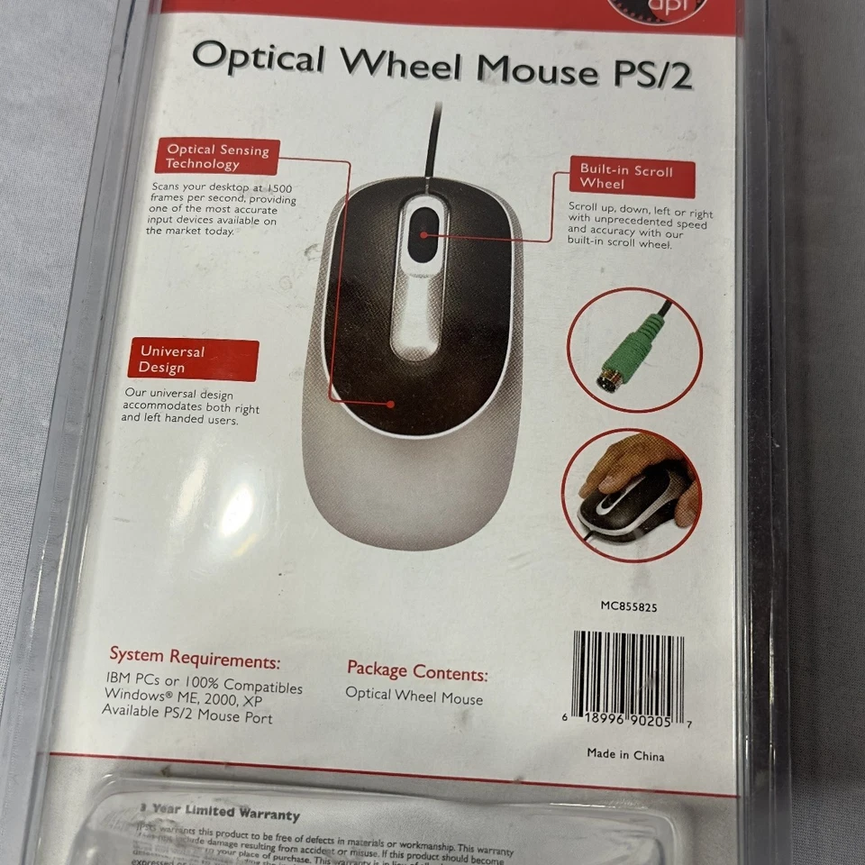 Inland Optical Wheel Mouse PS/2 800dpi New Scroll Wheel Universal Design PC XP - Image 3 of 4