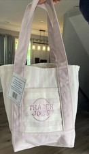 Trader Joe s Mini Pastel Stripe Canvas Tote Bag Limited Edition Pink NWT