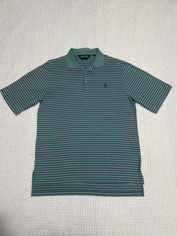 Ralph Lauren Polo Golf green with navy and white stripes polo.  Medium. 