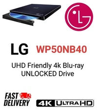 LG WP50NB40 Slim External USB 2.0 Blu-ray Disc Drive Flashed UNLOCKED UHD