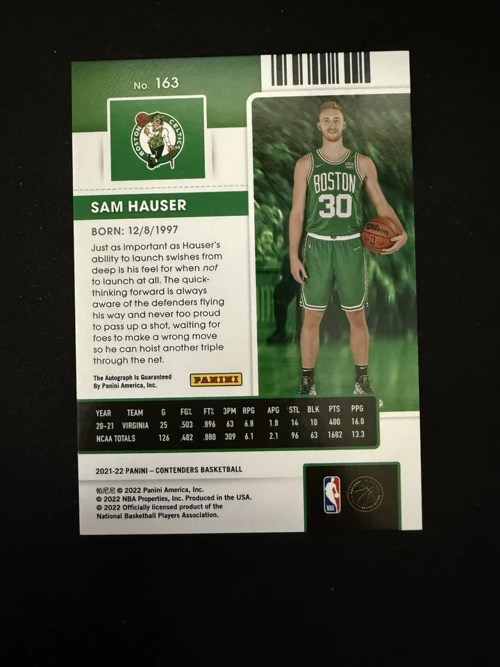 2021-22 contenders optic basketball rookie ticket sam hauser cracked ice auto - Image 2 of 2
