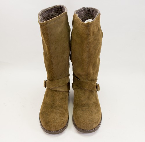 Olukai Pa ia Mid Womens Sz US 7 Olive Brown Leather Calf Boots Buckle Strap Moto - Picture 8 of 11