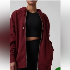 New-Athleta-XS-red Heather-cozy karma full zip hoodie. Soft plush interior.