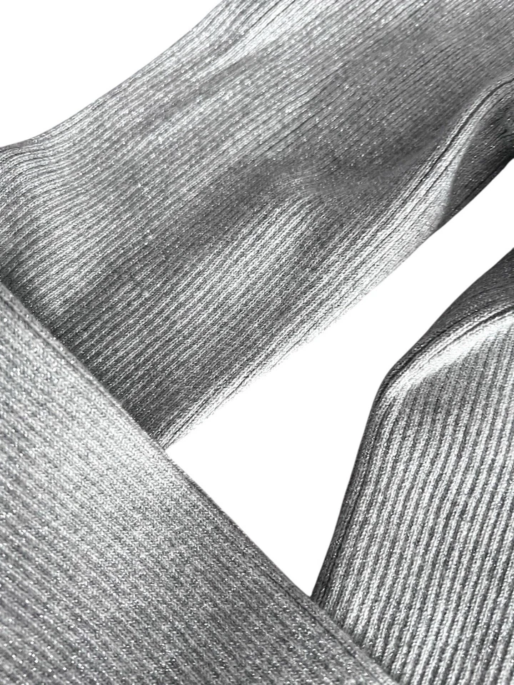 Suéter Laura Scott Plateado Metálico Cuello Alto Acanalado Manga Larga Para Mujer’s M Foto 3 de 4