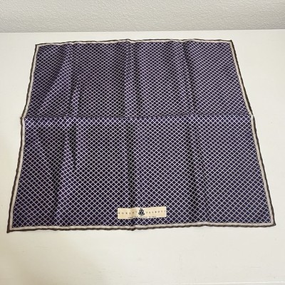 Robert Talbott Silk Pocket Square Mini Scarf Purple Printed in Italy