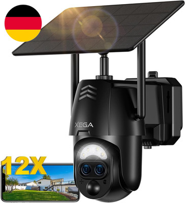 Xega Überwachungskamera Aussen Solar Mit Dual-Objektiv【12X Hybrid-Zoom】 2K Kabel