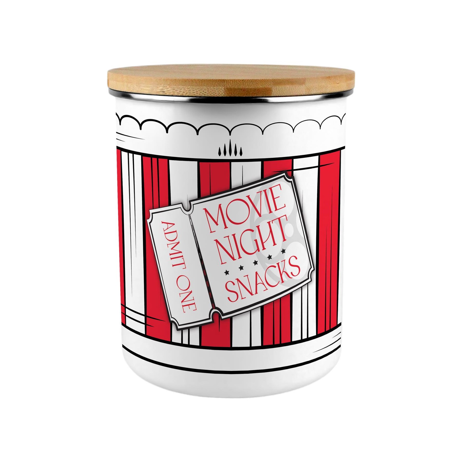 Movie Night Snacks Storage Tin - X-Large Popcorn/Sweet Jar Gifts for Film Lovers