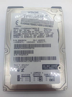HITACHI *IC25N060ATMR04-0* 60GB*** IDE HDD Notebook Festplatte 2,5 Zoll #NFP2189