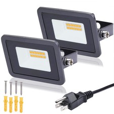 2Pack 10W Plug in LED Flood Light, Warm White LED Work Light, IP68 Waterproof...