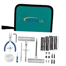  Tire Repair Kit, 35 Pcs Professional Heavy Duty Universal Emergency Flat Tire 