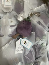 Jellycat Large Vivacious Aubergine Eggplant Bag Charm Keychain New