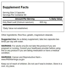 Swanson Holy Basil Leaf (Tulsi) - Stress Support Supplement 120 Capsules, 800mg