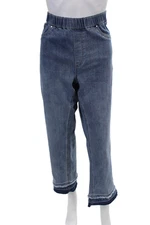 French Dressing Jeans Womens Elastic Waistband Straight Leg Jeans Blue Size 16