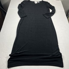 Chicos Travelers Maxi Dress Black Long Sleeve Minimalist Stretch Knit 1 M NEW