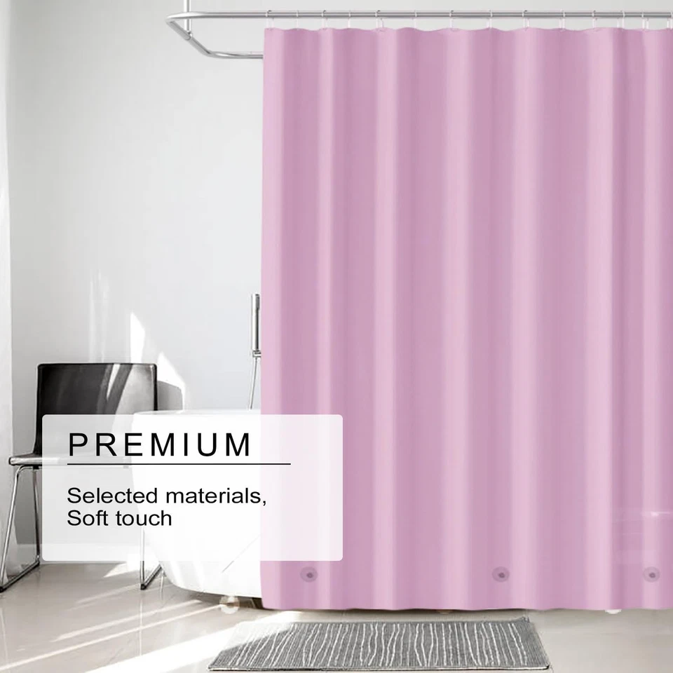 "Elegante forro de cortina de ducha PEVA rosa 72x72"" con pesas y ojales magnéticos" Foto 4 de 4