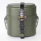 WW2 German M31 Mess Kit Canteen Set Aluminum Green New Made Repro Leather Strap