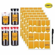 Assorted Size Chalkboard Label Stickers for Containers 108 pcs