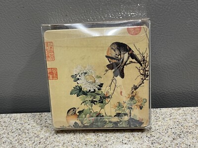 Chinese Traditional Culture Series Cork Coasters Set of 6, Birds, Asian Theme