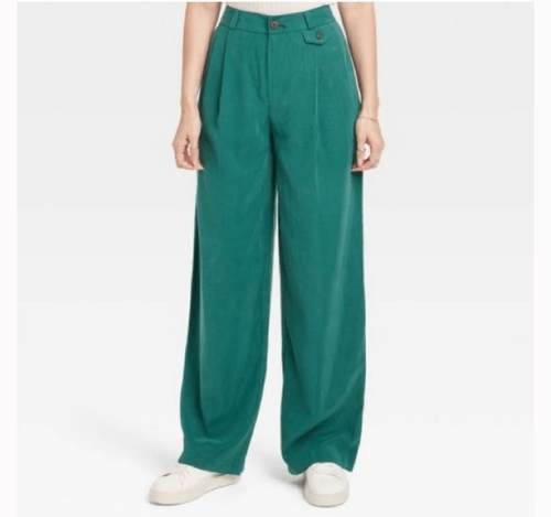 Women's High-Rise Relaxed Fit Full Length Baggy Wide Leg Trousers. A New Day-NWT