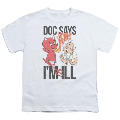 Hot Stuff Doc Says Kids Youth T Shirt Licensed Classic Cartoon Tee White