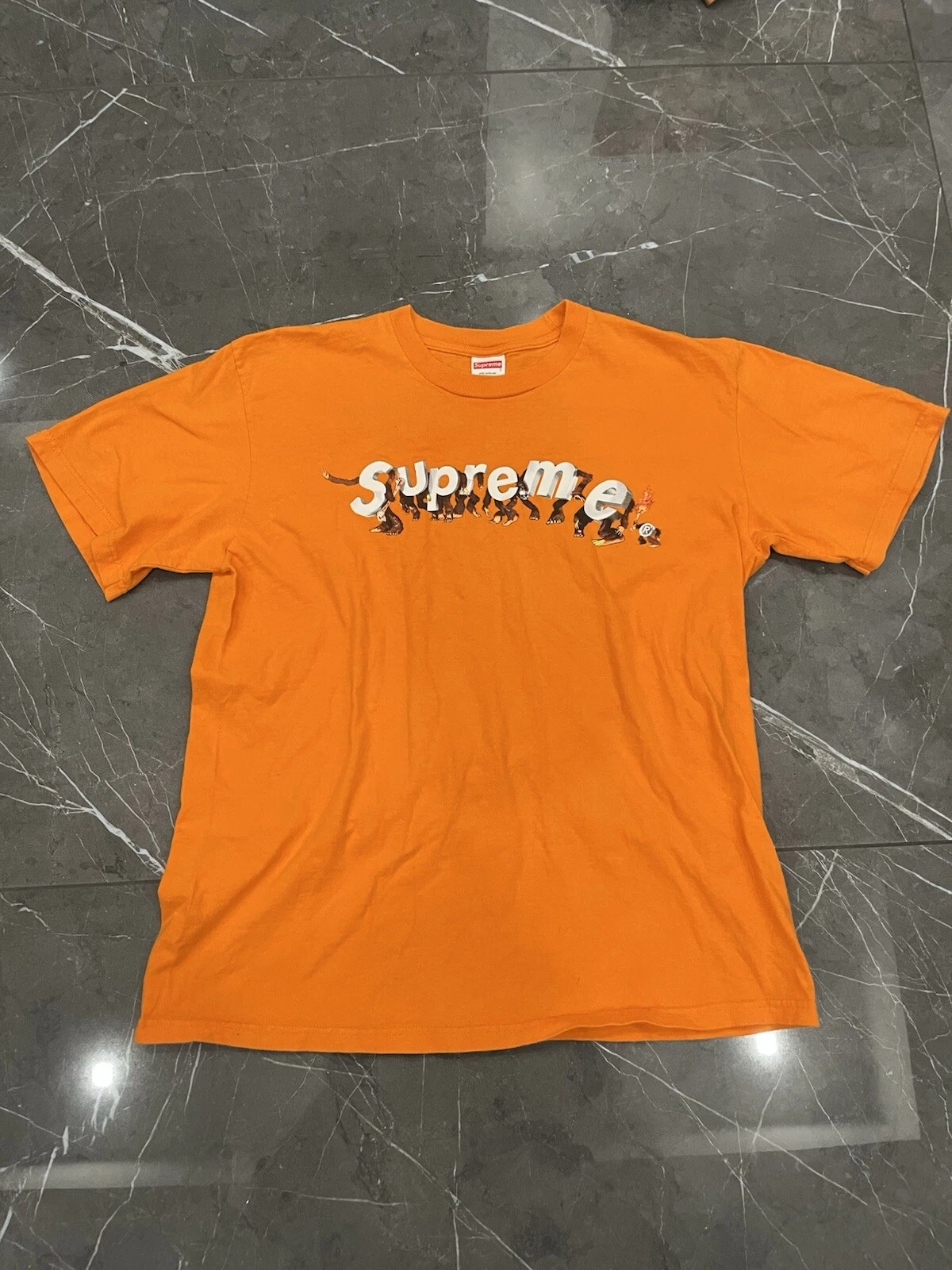 T shirt orange Supreme Monkeying Around Monkey Medium