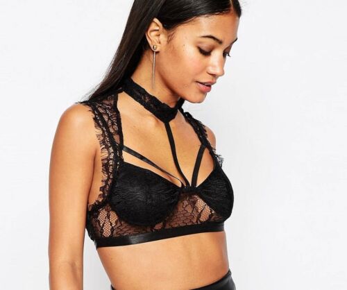 NAANAA size 6 ALL OVER LACE BRALETTE unpadded/non wired BLACK bnwt - Picture 1 of 11
