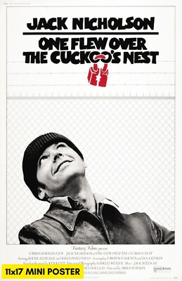 One Flew Over the Cuckoo's Nest (1975) Movie Poster 11x17 Jack Nicholson Classic