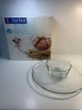 Anchor Hocking 2 Piece Chip and Dip Glass Serving Set  Plate & Bowl w/ Box