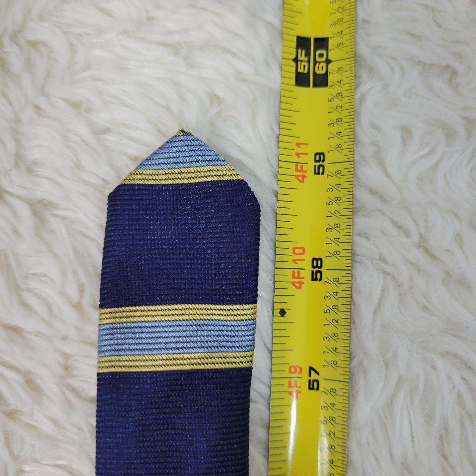 Vintage Brooks Brothers Silk Repp Necktie Men's Striped Blue Yellow Textured Tie thumbnail 10