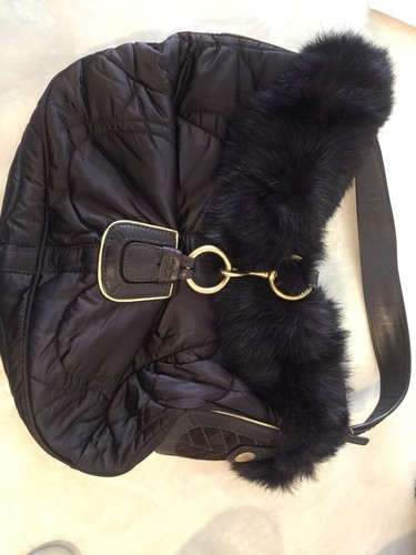 coach g05k 3587 quilted satin rubbit fur soho ski signature hobo