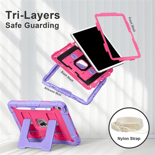 For iPad 11th 10th Gen 2025 A16 Case Kids Friendly Shockproof Stand Cover Strap - Picture 72 of 104