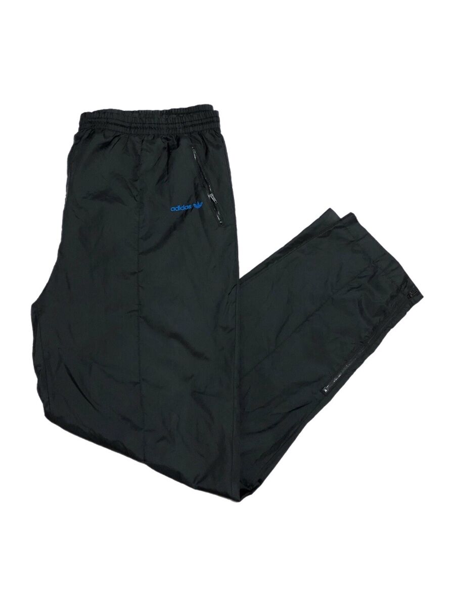 Vtg 80s Adidas Black Nylon Track Pants Mens XL Silver Vtg 80s Adidas Black Nylon Track Pants Mens XL Silver